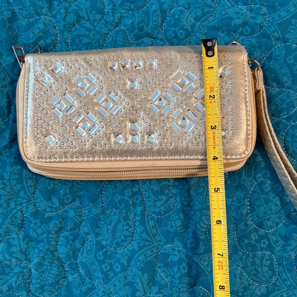 Silver Rhinestone Design Accordion Wallet - Picture 6 of 7